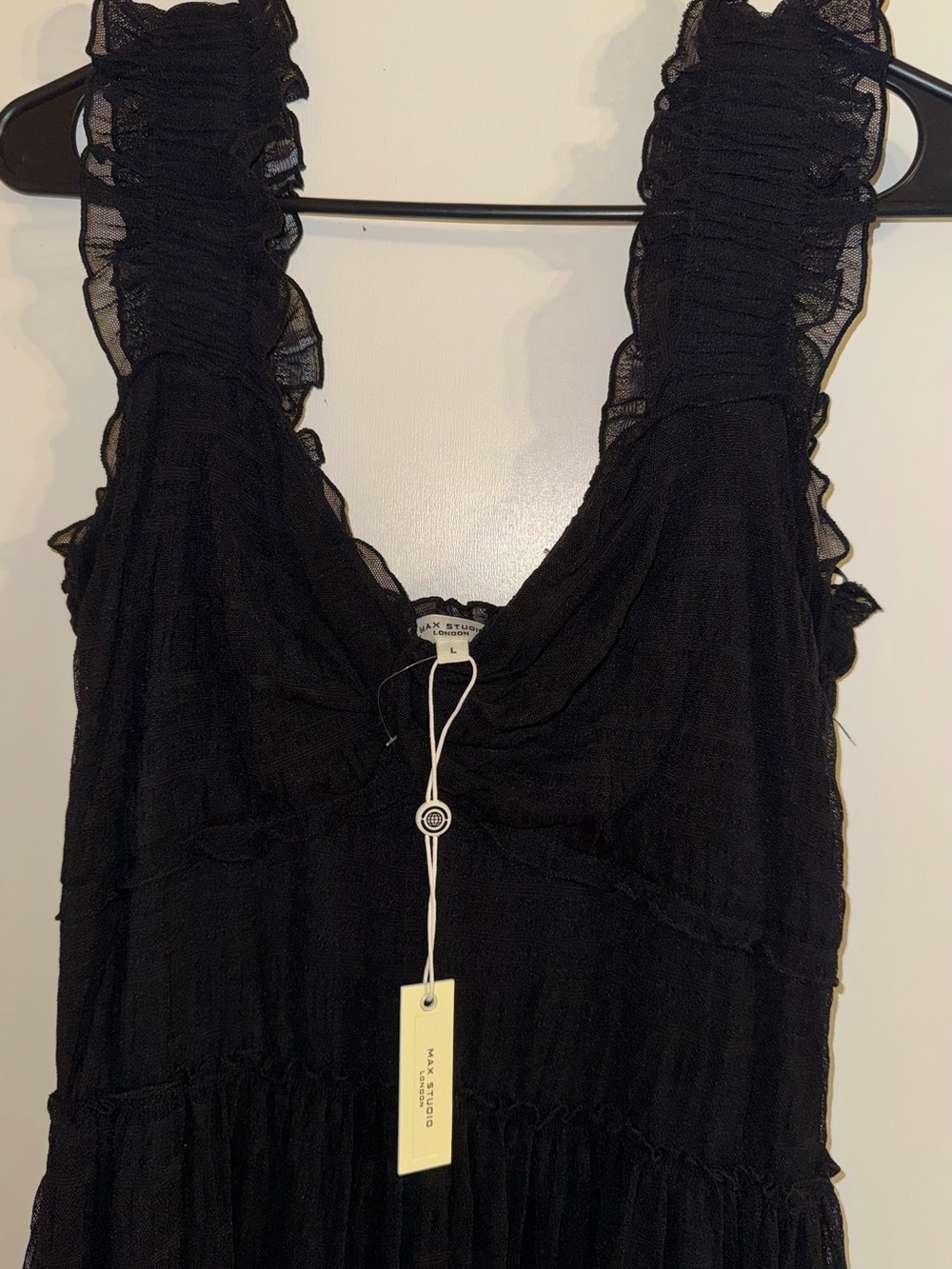 Black Ruffled Sleeveless Dress
